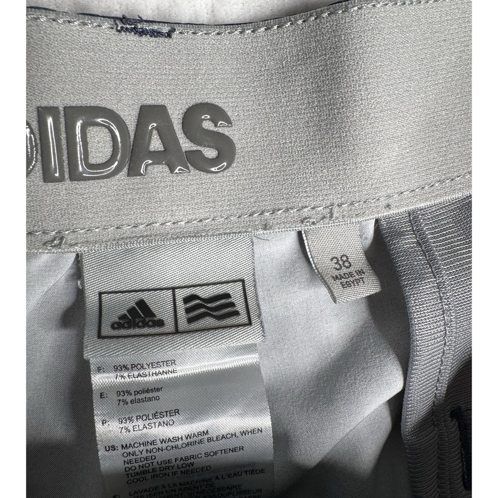 Adidas Golf Shorts Mens 38 Navy Blue All Over Logo Print Performance Stretch - Picture 3 of 5